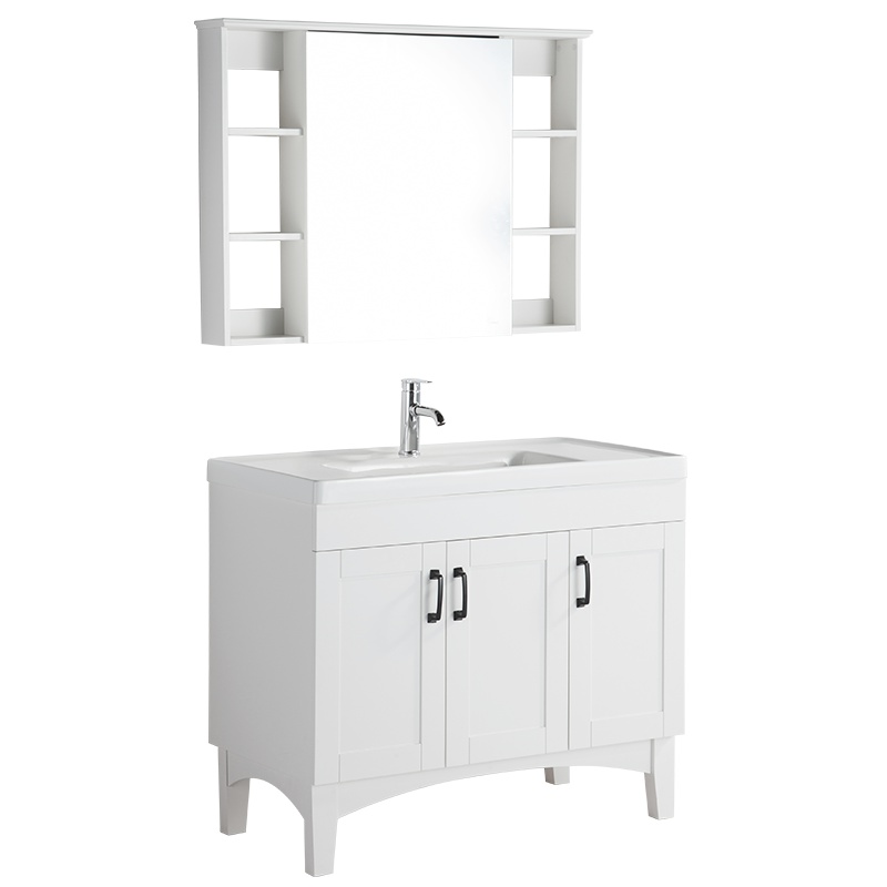 帝王洁具简欧风格简欧浴室柜落地柜设计镜柜设计超大储物空间不锈钢铰链高清银镜全国联保质保五年CB21154