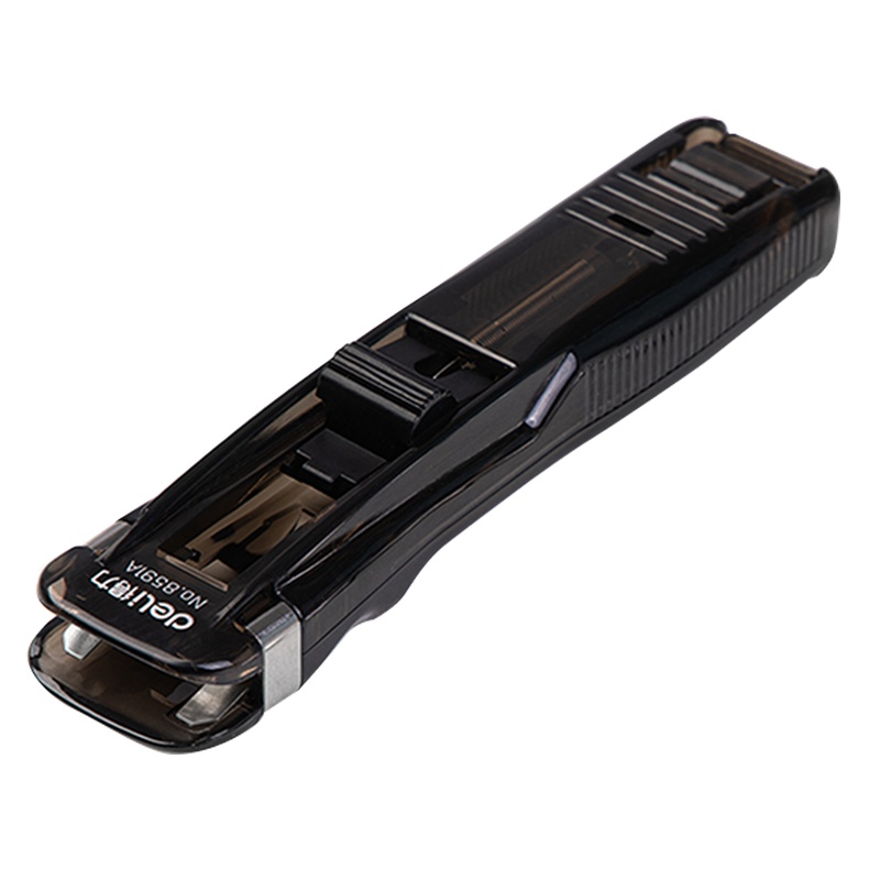 得力deli8591A夹子透明黑色金属推夹器8592补充夹子大容量夹纸器无针订书机装订文具整理办公用品[苏宁自营]