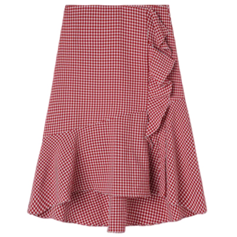 La Babite专柜同款不规则格子半身裙女夏季新款中长款高腰鱼尾