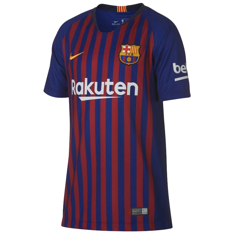 NIKE耐克18/19年巴萨主场球迷版大童短袖足球球服 894458-456