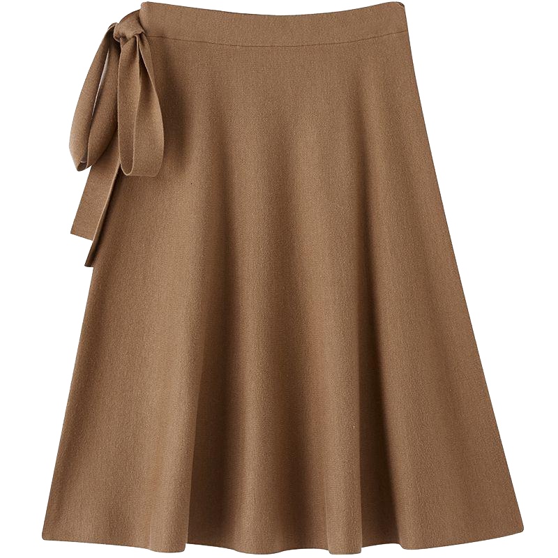 新款拉夏贝尔毛呢半身裙女冬装新款韩版中长款呢子百褶裙秋冬高腰裙子2T000471