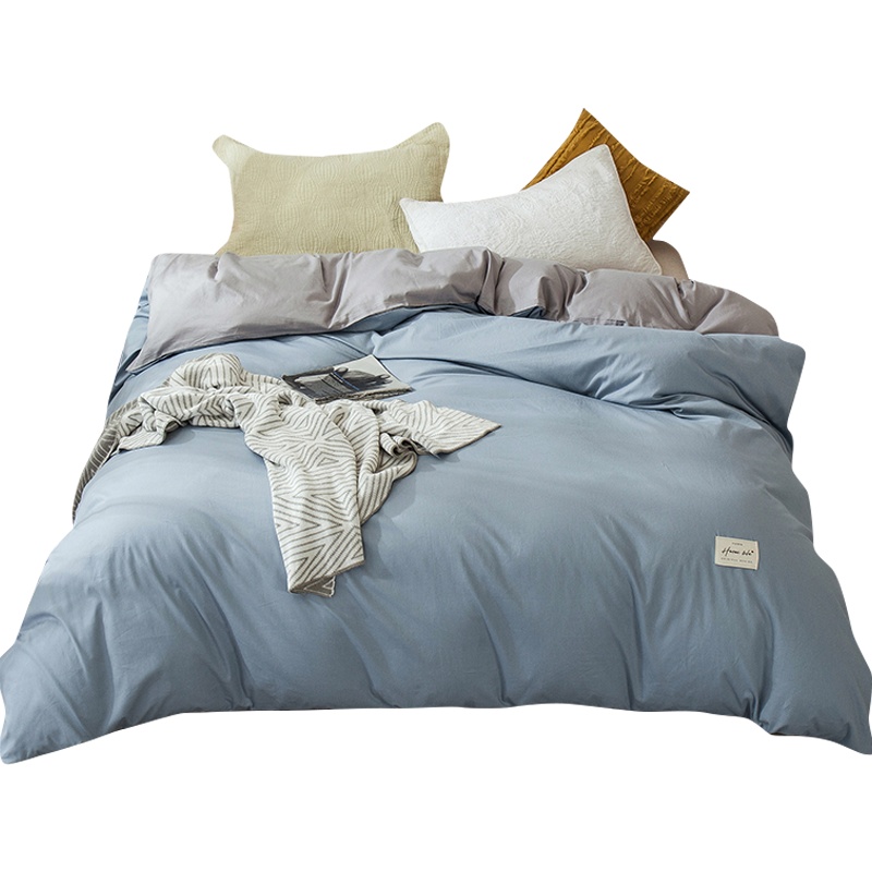 婵思 全棉纯色双拼四件套 床上用品套件