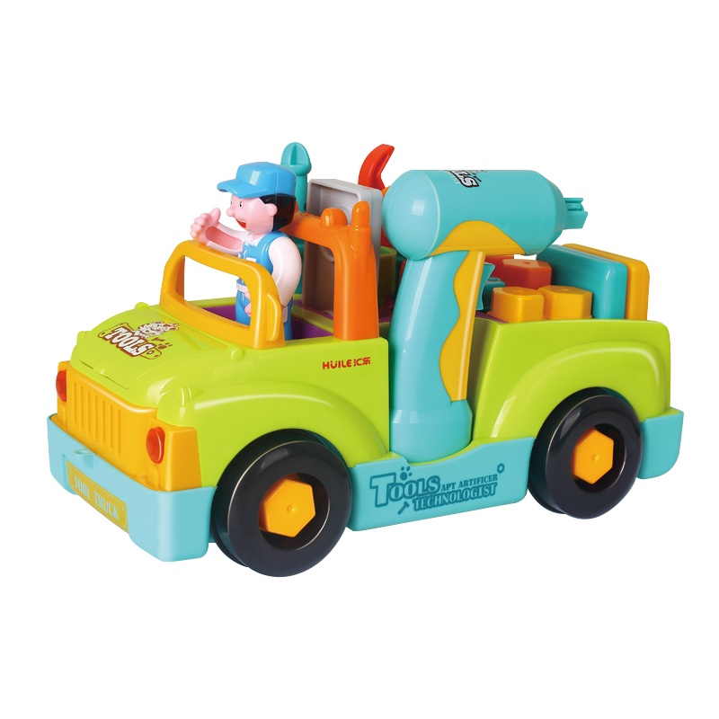 汇乐玩具 早教益智玩具男孩儿童电动组装拆装工具车万向卡通工程车宝宝婴儿玩具0-1-3岁
