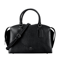 COACH 蔻驰 奢侈品 女士专柜款黑色皮质手提单肩斜挎包