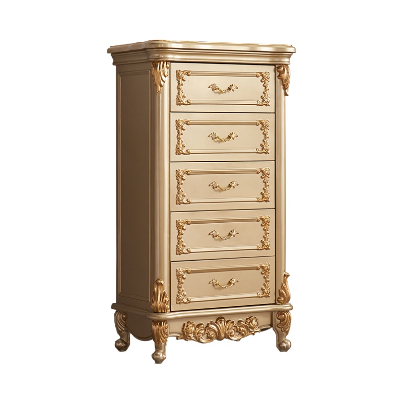 米括(MIKUO) 欧式实木四斗橱五斗柜卧室家具三斗柜雕花衣柜收纳柜客厅储物柜