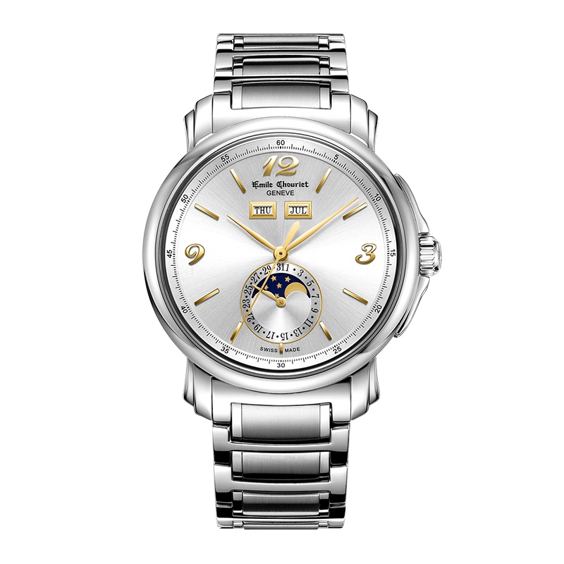 艾米龙(Emile Chouriet)手表莱蒙系列精钢表带机械男表17.1168.G42.6.8.28.6
