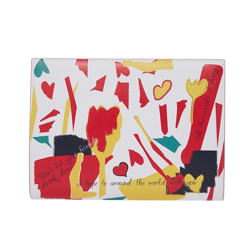 哈森春夏新品欧美字母涂鸦印花时尚通勤配色手拿包女HM84518