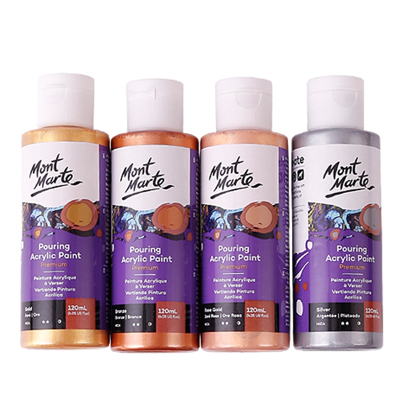 蒙玛特MontMarte 流体画颜料 流动树脂胶流体画浇筑剂硅油颜料套装液体流质diy涂鸦硅油细胞装饰画金属色系