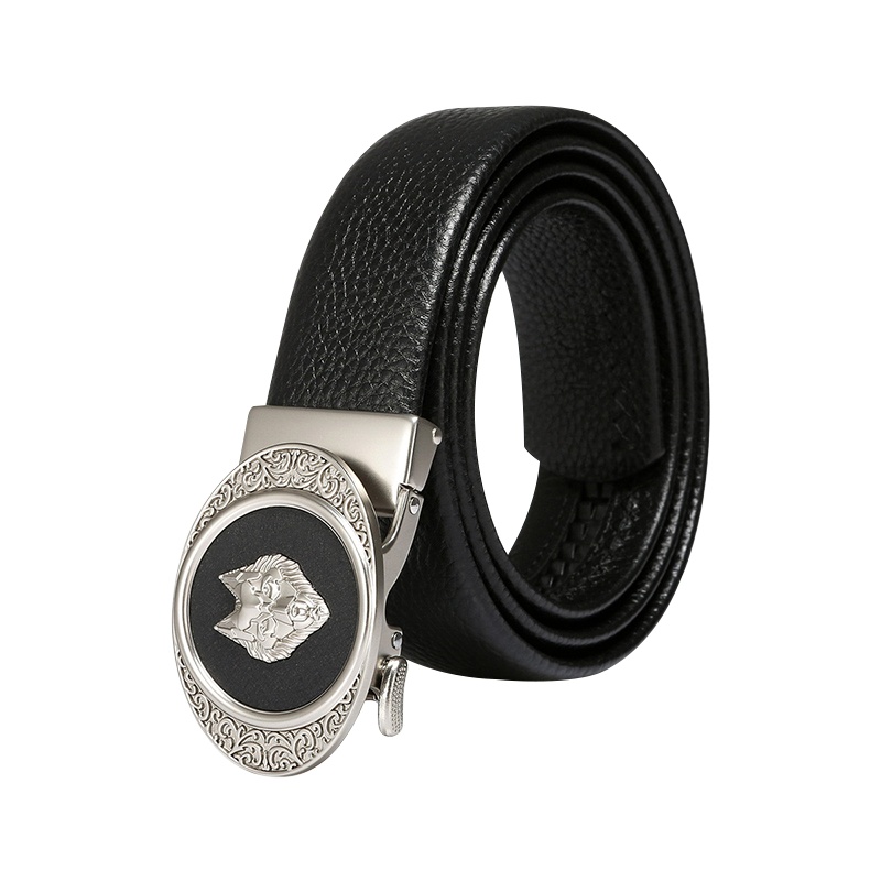 七匹狼男士皮带 时尚商务牛皮中青年腰带针扣休闲裤带A1230-4 黑色 (115-130cm)