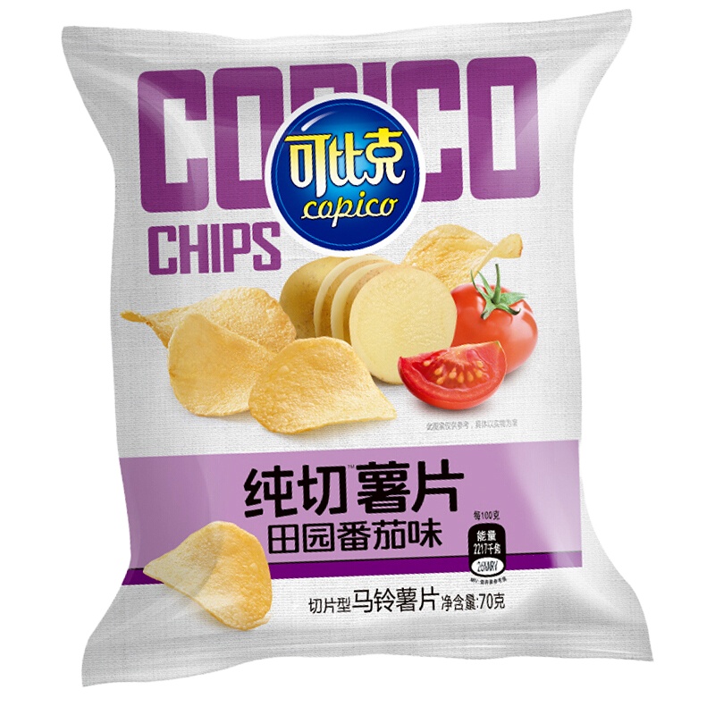 可比克纯切片薯片田园番茄味70g