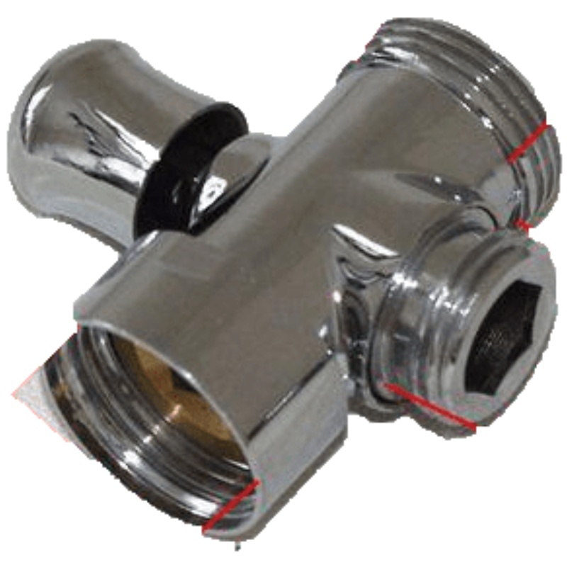 品牌直营> 铜快开淋浴花洒分水器转换阀三通6分内螺纹转4分外螺纹一进二出安心抵