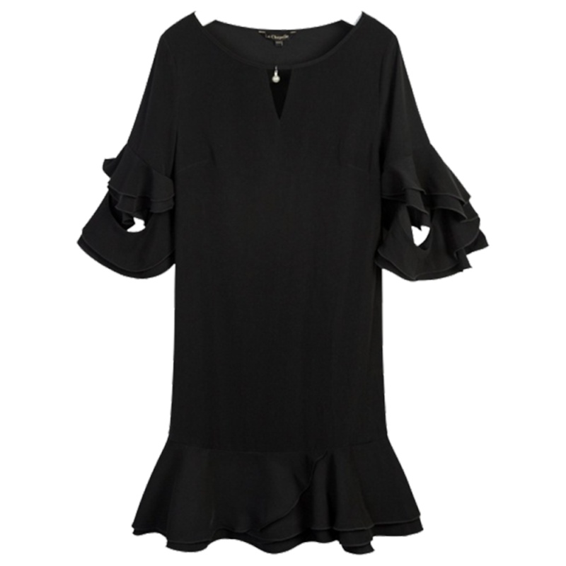 【专柜同款】夏拉夏贝尔连衣裙韩版时尚淑女花瓣袖鱼尾荷叶边短裙10016887