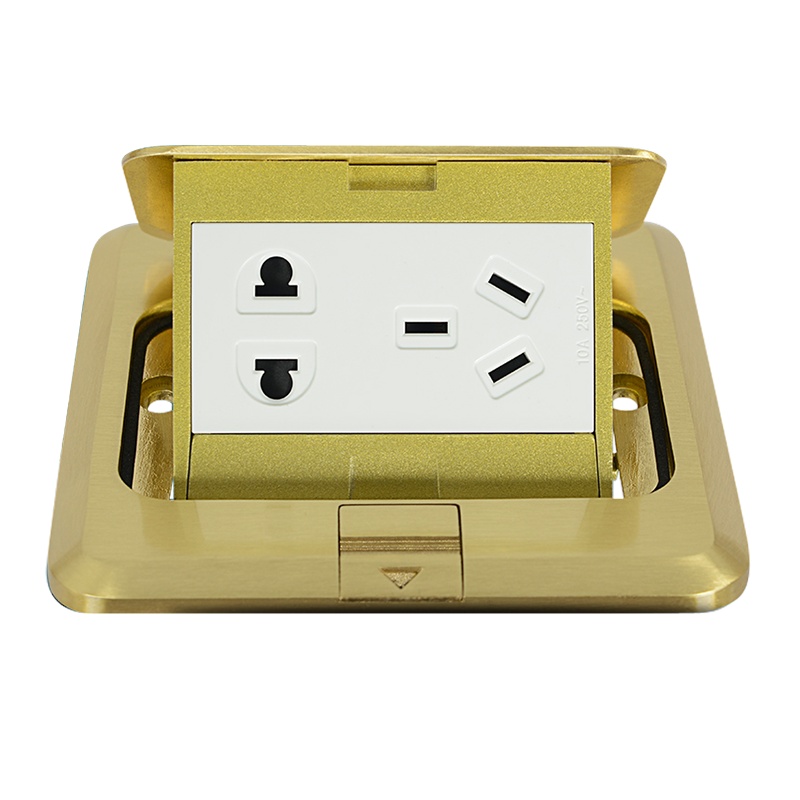 德力西地插座全铜防水五孔无阻尼隐藏式五孔地面地板插座地插家用