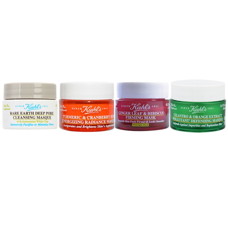 科颜氏(Kiehl's)白泥净肤面膜14ml+姜叶修护睡眠面膜14ml+姜黄活力亮采面膜14ml +赠芫荽面膜14ml