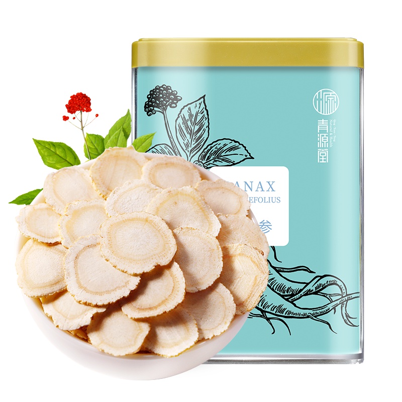 青源堂牌西洋参切片花旗参含片中片正品非特级整枝正宗泡水100克