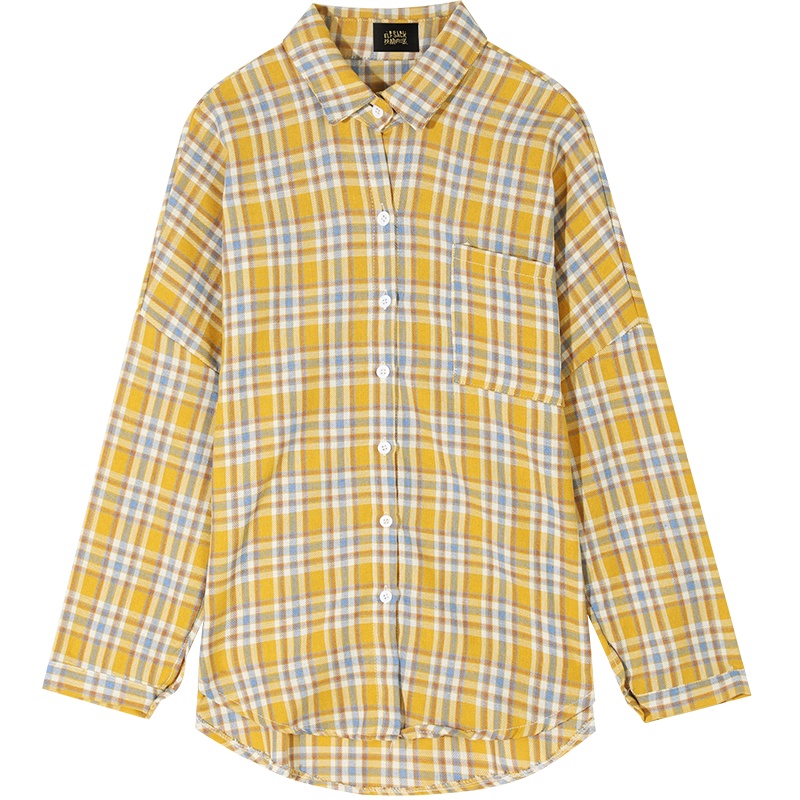 妖精的口袋学院风气质格子衬衫2020春季新款女韩版宽松长袖上衣潮