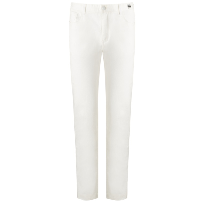 依文男士牛仔裤男2019春季新款个性潮流休闲白色裤子EB580005