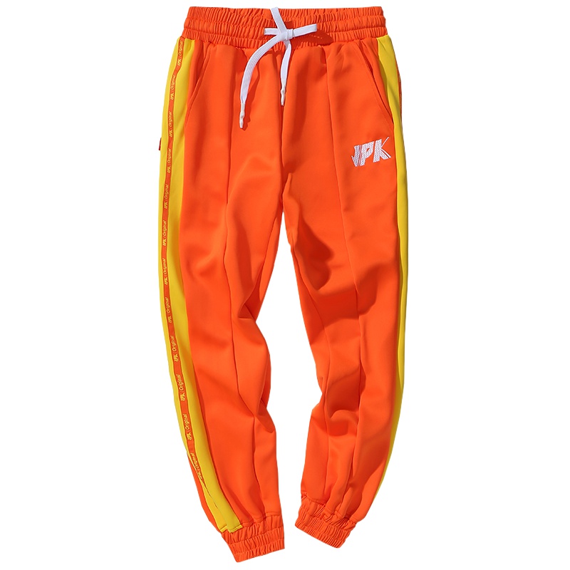 JPK原创潮牌大码男装橙色ins国潮港风复古休闲长裤子男女卫裤
