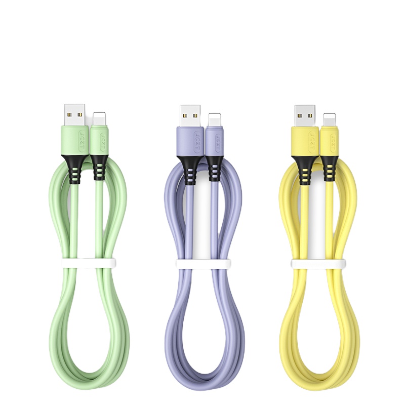 火豹江城苹果x数据线iPhone手机充电线6s器7P加长1 新款三条装1.2米[绿灰黄]升级三重加固耐用提升30