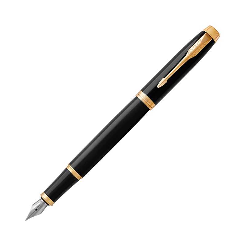 派克PARKER 钢笔 IM纯黑丽雅金夹墨水笔 学生商务办公文具用品 可吸墨可替换墨囊 书写0.5mm金属不锈钢F笔尖