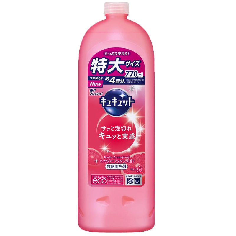花王(KAO) 水果蔬菜餐具用浓缩洗洁精 770ml（替换装）西柚