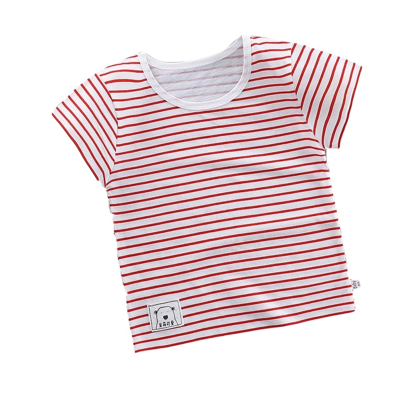 夏季儿童通用短袖t恤宝宝棉短袖T恤男女童短袖t恤条纹0-6岁73cm;105cm;85cm;95cm 莎丞