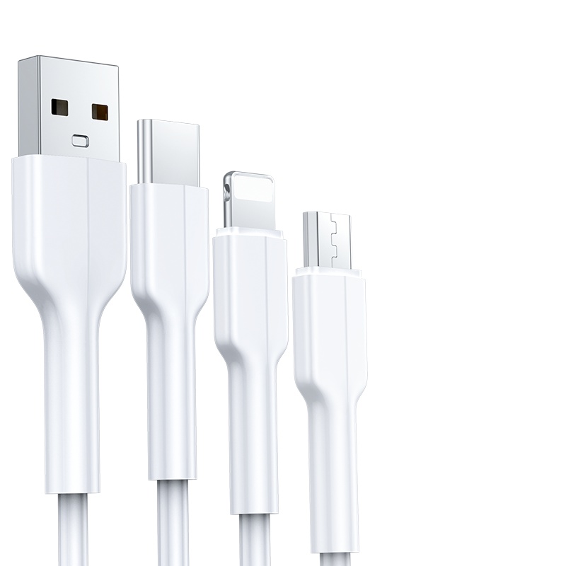 邻家-一拖三高摇摆SR成型数据线-白色1.5米 升级强韧线 耐掰扯不断裂 一线三用 5A大电流 充电快不弹窗(1)