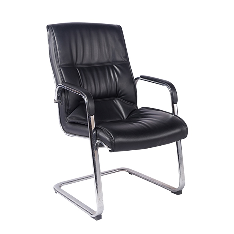 [理政]办公椅 办公家具 皮椅 职工椅 现代简约会议椅 休闲弓形椅 黑色