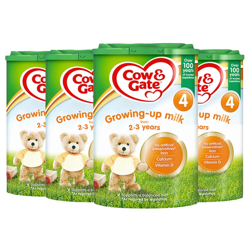 [4罐装 新效期2025年11月后]原装进口英国COW&GATE牛栏4段婴幼儿宝宝奶粉(2-3岁)800g/罐