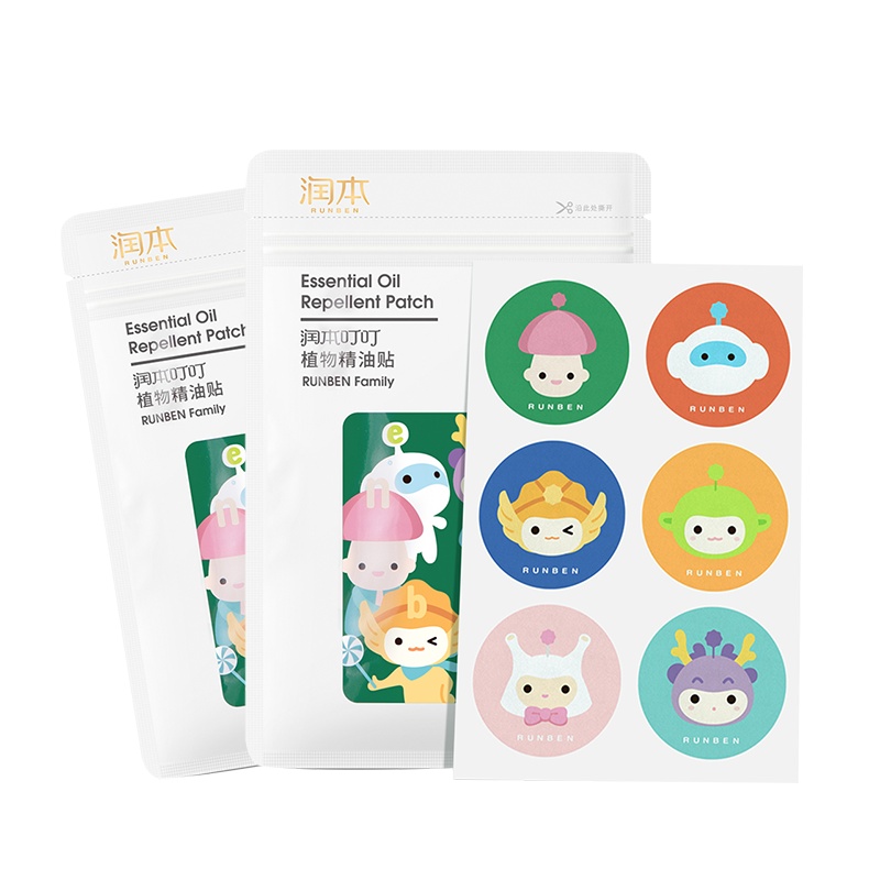 润本婴儿防叮贴新生儿童防叮贴60片*2盒婴幼儿用品宝宝户外卡通防叮贴