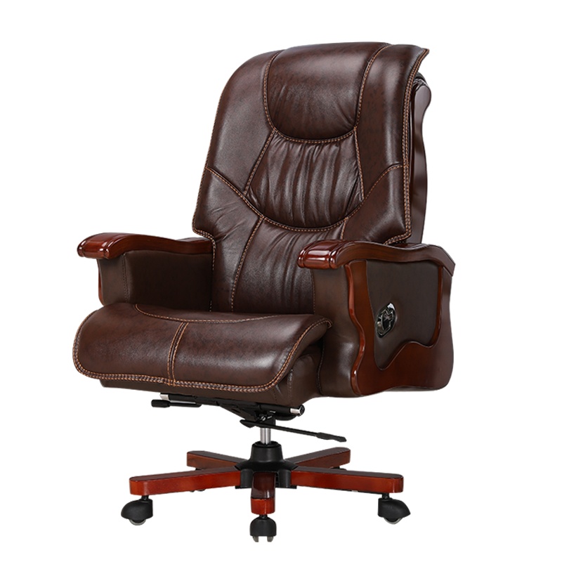 巨高办公家具实木架皮座扶手会议椅