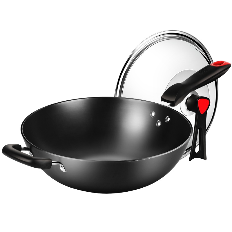 炊大皇(COOKER KING)铁锅无涂层炒锅32cm老式铸铁锅传统炒菜锅少油烟 磁炉通用