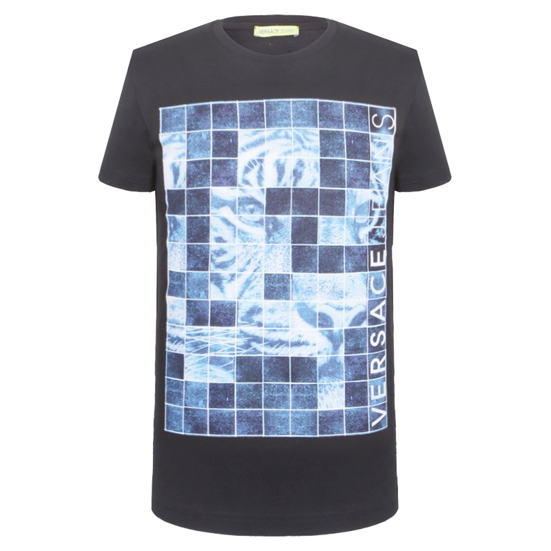 VERSACE JEANS男士黑色棉质短袖T恤衫B3GRA73C 36598 899