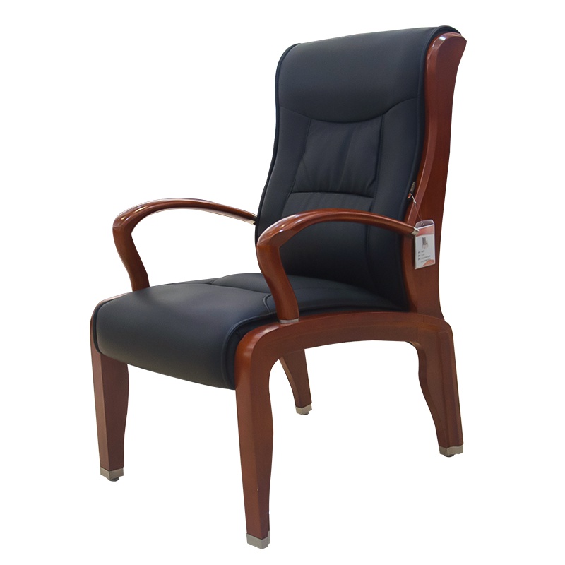 鸿业盛大FS-D305办公家具人体工学设计办公椅家用椅子座椅会议椅洽谈椅实木架皮办公椅电脑椅领导椅子黑色西皮