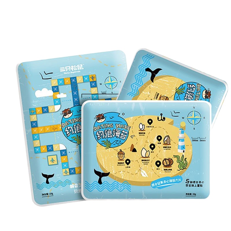 三只松鼠 夹心海苔大片 坚果味22g*3