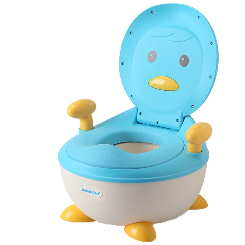 世纪宝贝(babyhood)企鹅坐便器升级款 BH-113B 湖蓝色 儿童男女宝宝小便盆尿壶1-3-6岁卡通小孩马桶