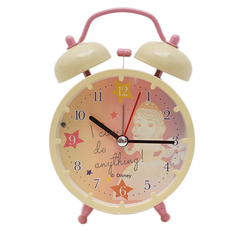 迪士尼(DISNEY)儿童闹钟女学生床头钟苏菲亚小公主索菲亚女孩创意静音夜光金属机械超大声打铃懒人座钟闹钟