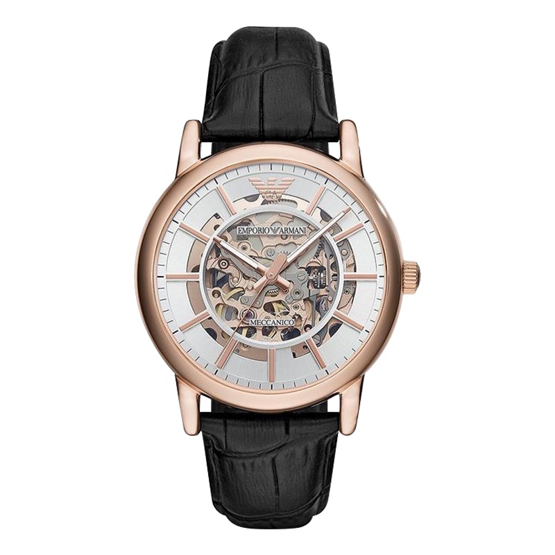 阿玛尼（EMPORIO ARMANI)男士手表 自动机械镂空时尚商务男表机械表