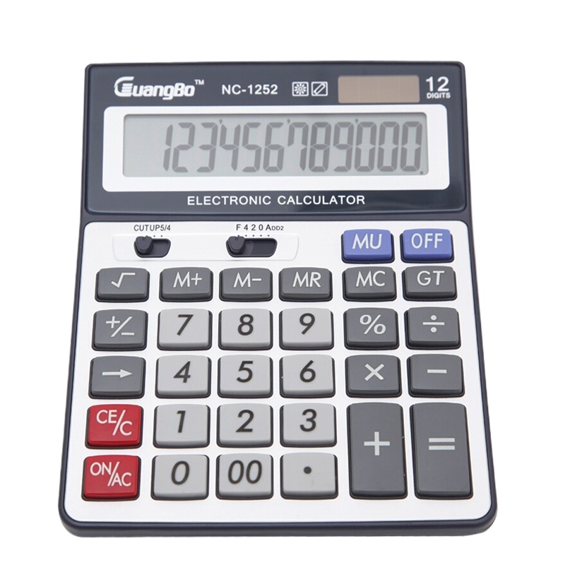 广博(GuangBo) NC-1252大屏幕桌上型计算器 财务专用计算机 双电源计数器 12位数显算数器