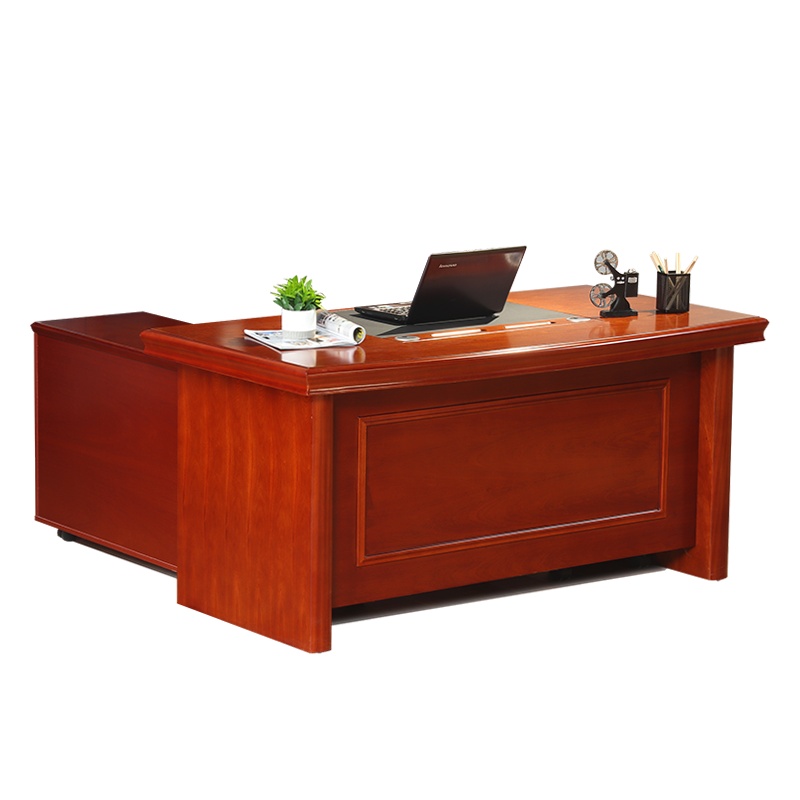 巨高办公家具中式实木贴皮油漆办公桌班台带副柜 默认胡桃色