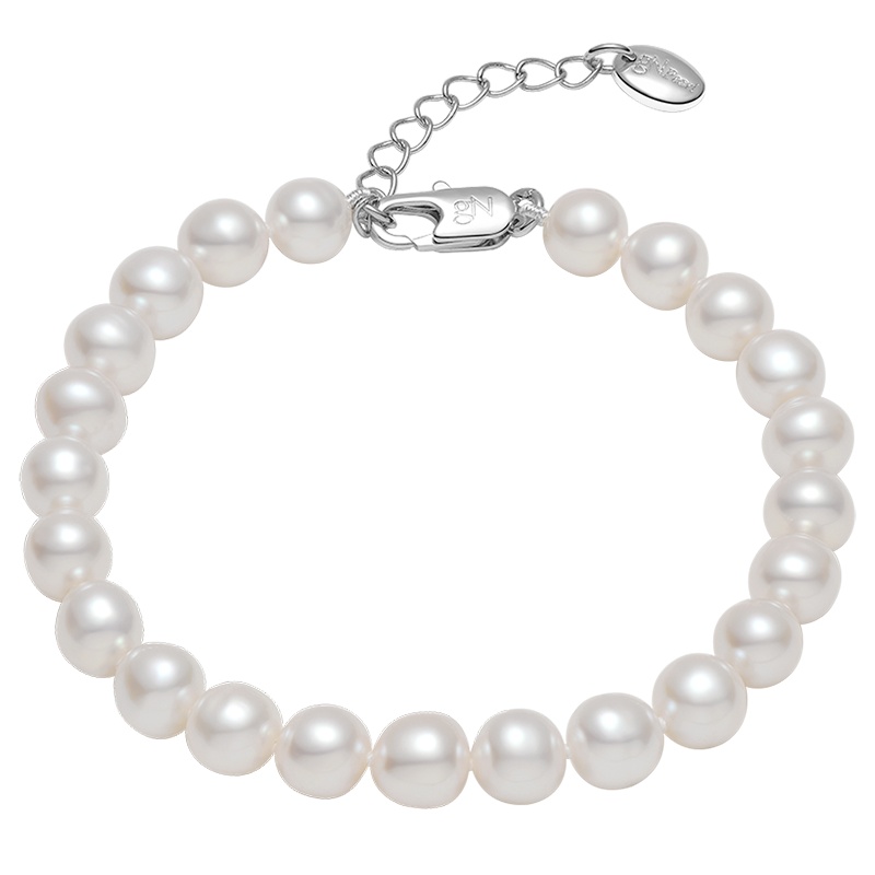 京润珍珠 倾心珍美 白色淡水珍珠手链 强光甄选精品手链 迷人优雅