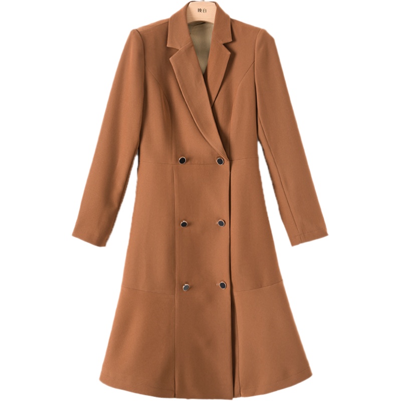 晚白2021春季新品时尚修身显瘦纯色高腰收腰A字西装裙连衣裙女