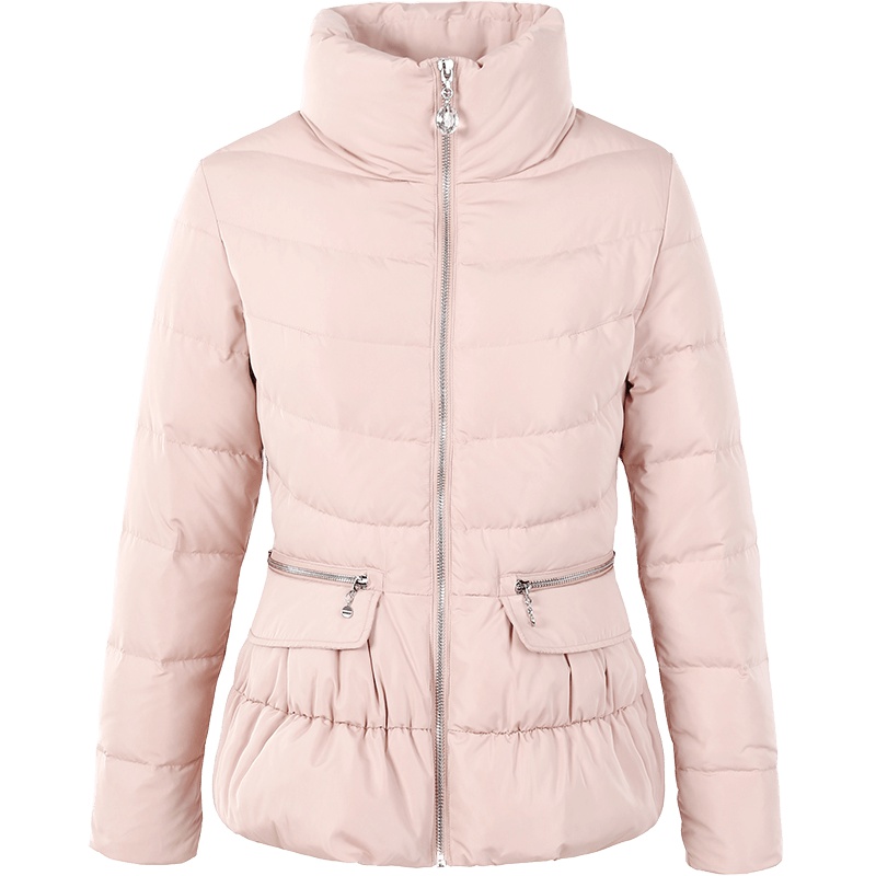 艾莱依休闲时尚短款轻薄立领羽绒服女修身显瘦2018新款