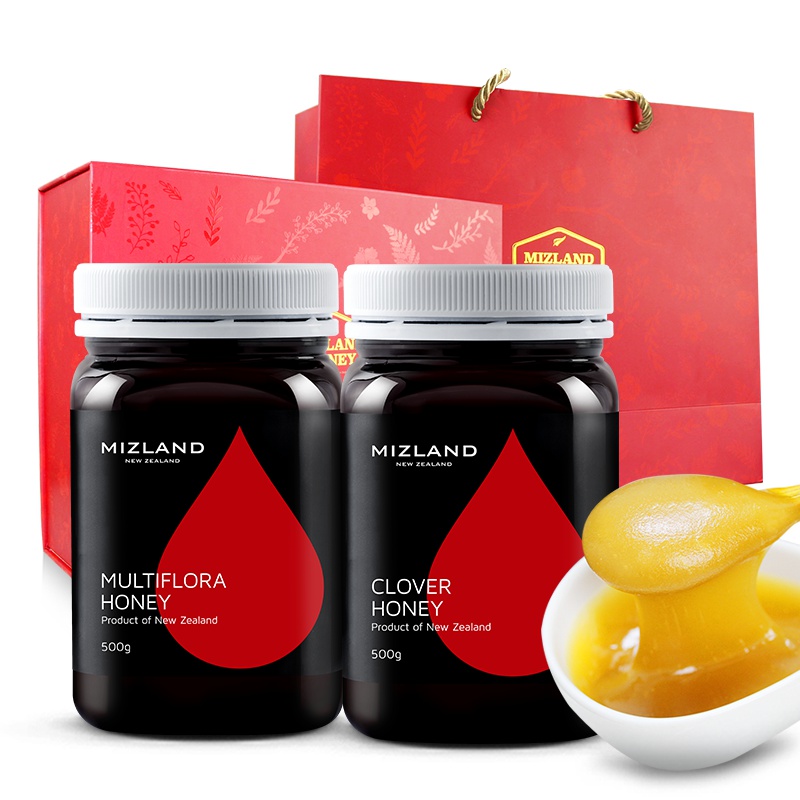 蜜滋兰多花和三叶草蜂蜜两瓶礼盒装1000g