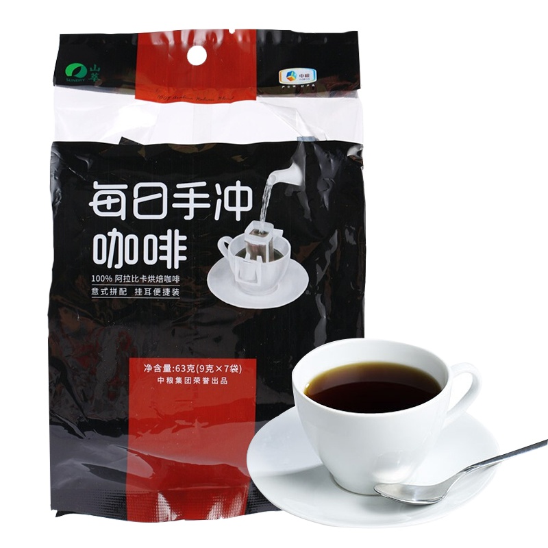 山萃 中粮 冲饮谷物 意式拼配挂耳便捷装 100%阿拉比卡焙炒 每日手冲咖啡 (9g*7袋) 63g*2包