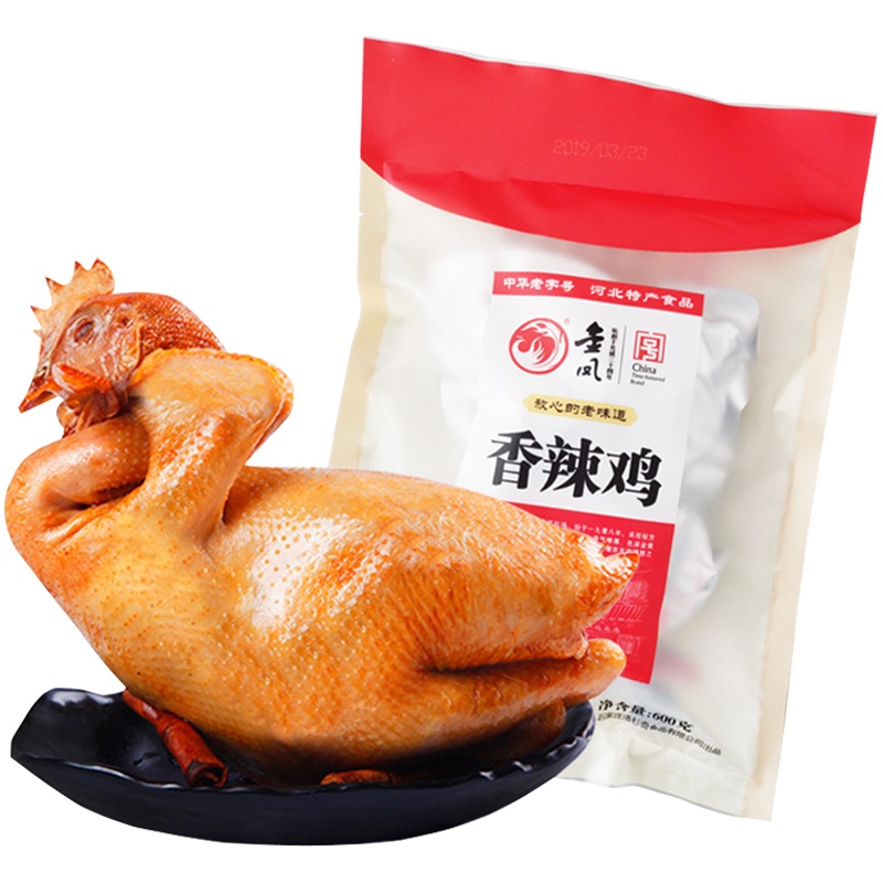 [中华特色]河北供销馆 金凤扒鸡 香辣鸡600g 中华老字号 五香脱骨整只鸡烧鸡 卤味小吃鸡肉熟食 河北石家庄特产