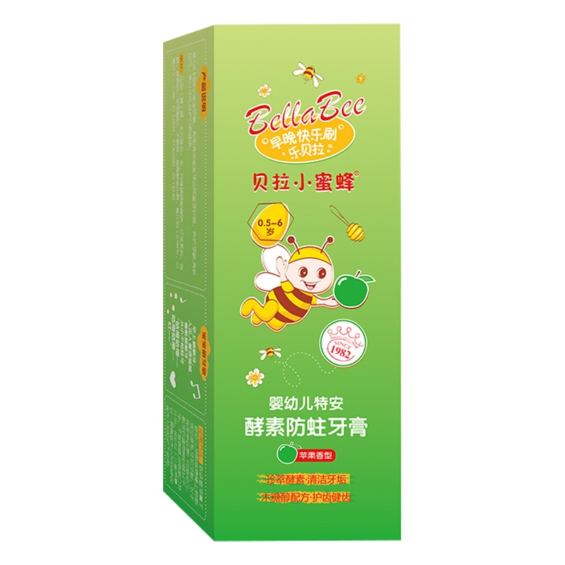 贝拉小蜜蜂(BELLABEE)婴幼儿特安酵素防蛀牙育(苹果味) 65g 口腔护理 孕婴童牙膏 儿童牙膏 儿童护理