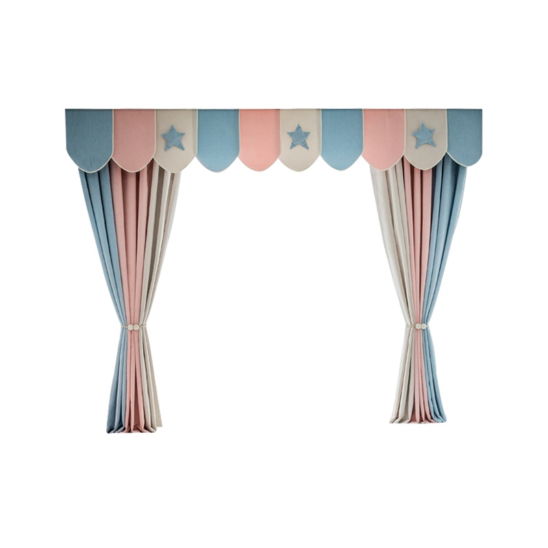 京城派 遮光窗帘北欧简约现代挂钩雪尼尔窗帘打孔窗帘飘窗客厅帘子遮阳布纯色拼色儿童房窗帘轻奢卧室挂钩卡通窗帘