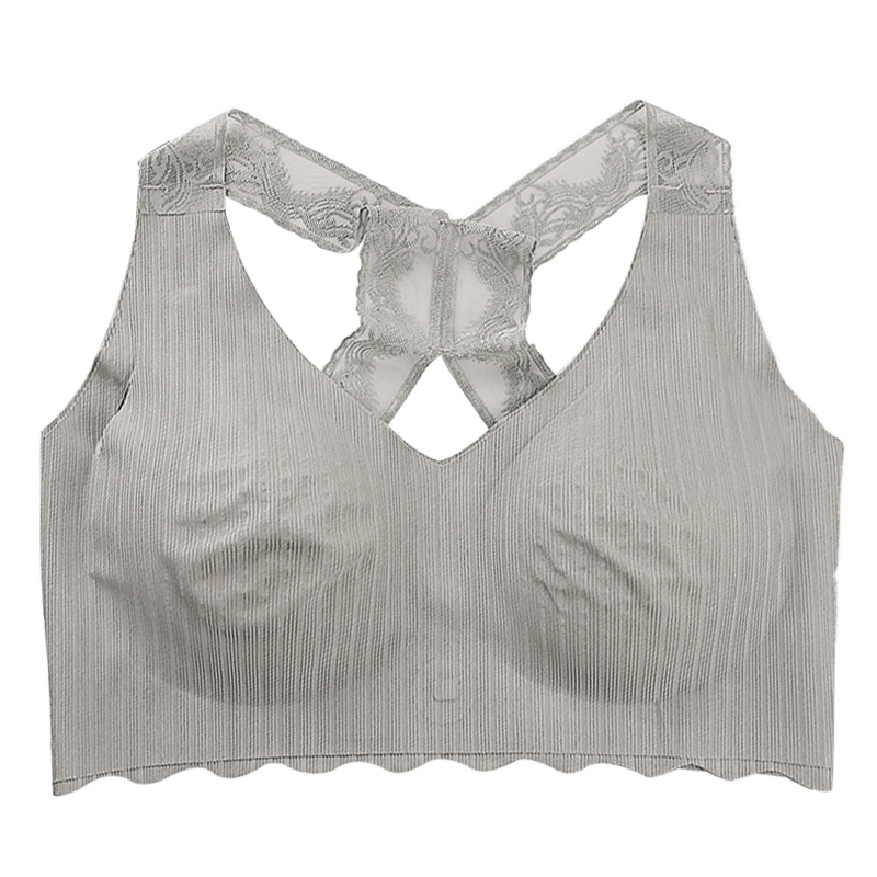 内衣女无钢圈薄款聚拢打底冰丝抹胸内搭防走光性感蕾丝美背裹胸夏