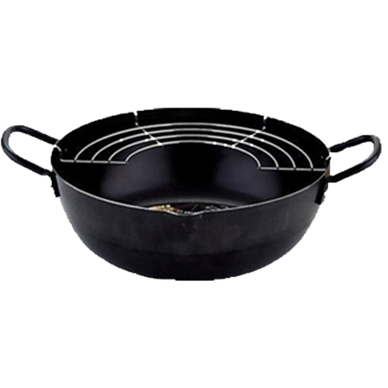 [操作简单]YOSHIKAWA吉川 铁制带滤网天妇罗炸锅240毫米 3.2铁材质 油炸锅